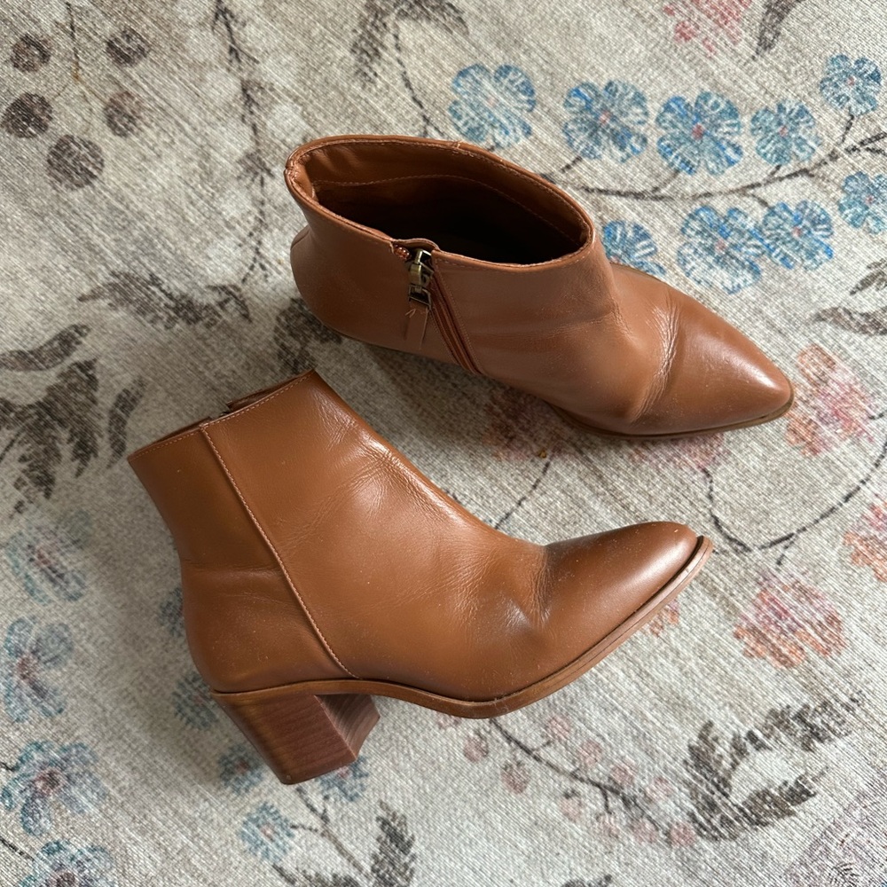 ABLE Leather Brown Pointed Toe Booties